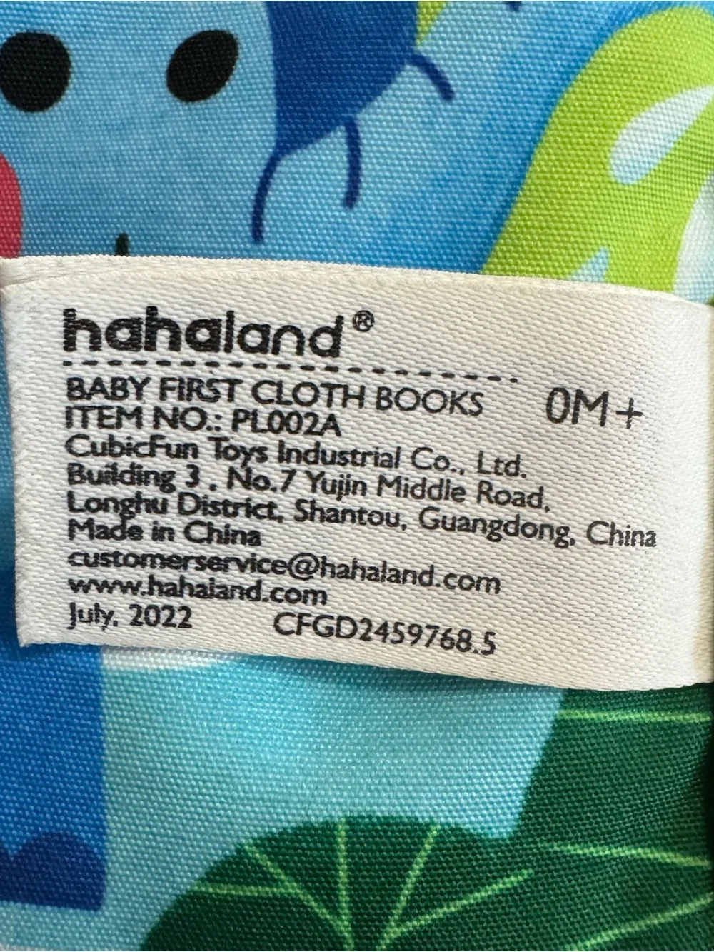 Hahaland Baby First Cloth Book Jungly Tails Soft Sensory Book 0M+